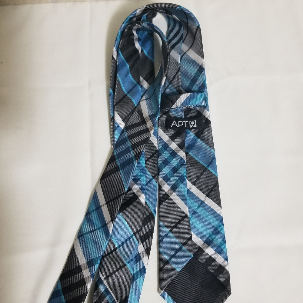 Apt 9 Teal, black and white necktie - Picture 2 of 2